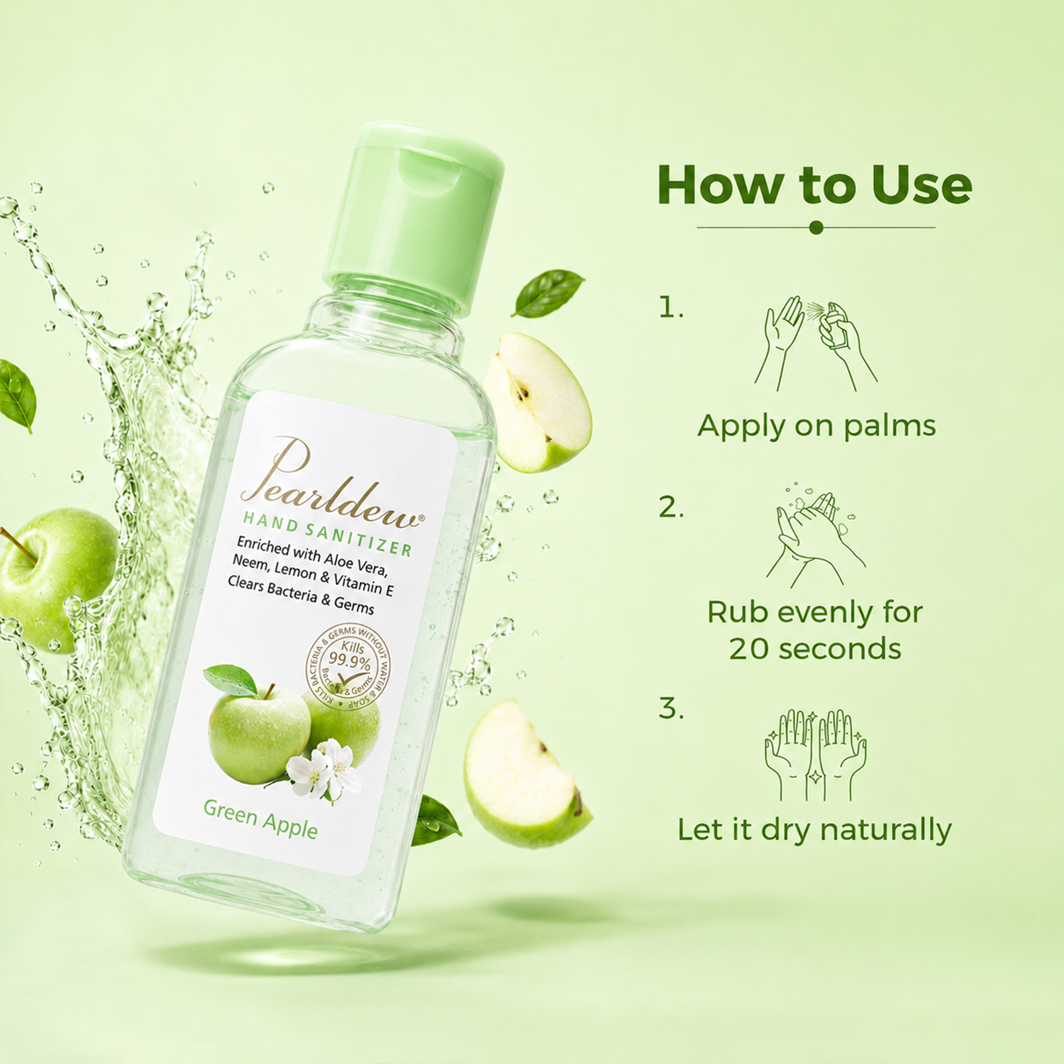 Pearldew Hand Sanitizer (Gel) Green Apple 60 ml - Image 6