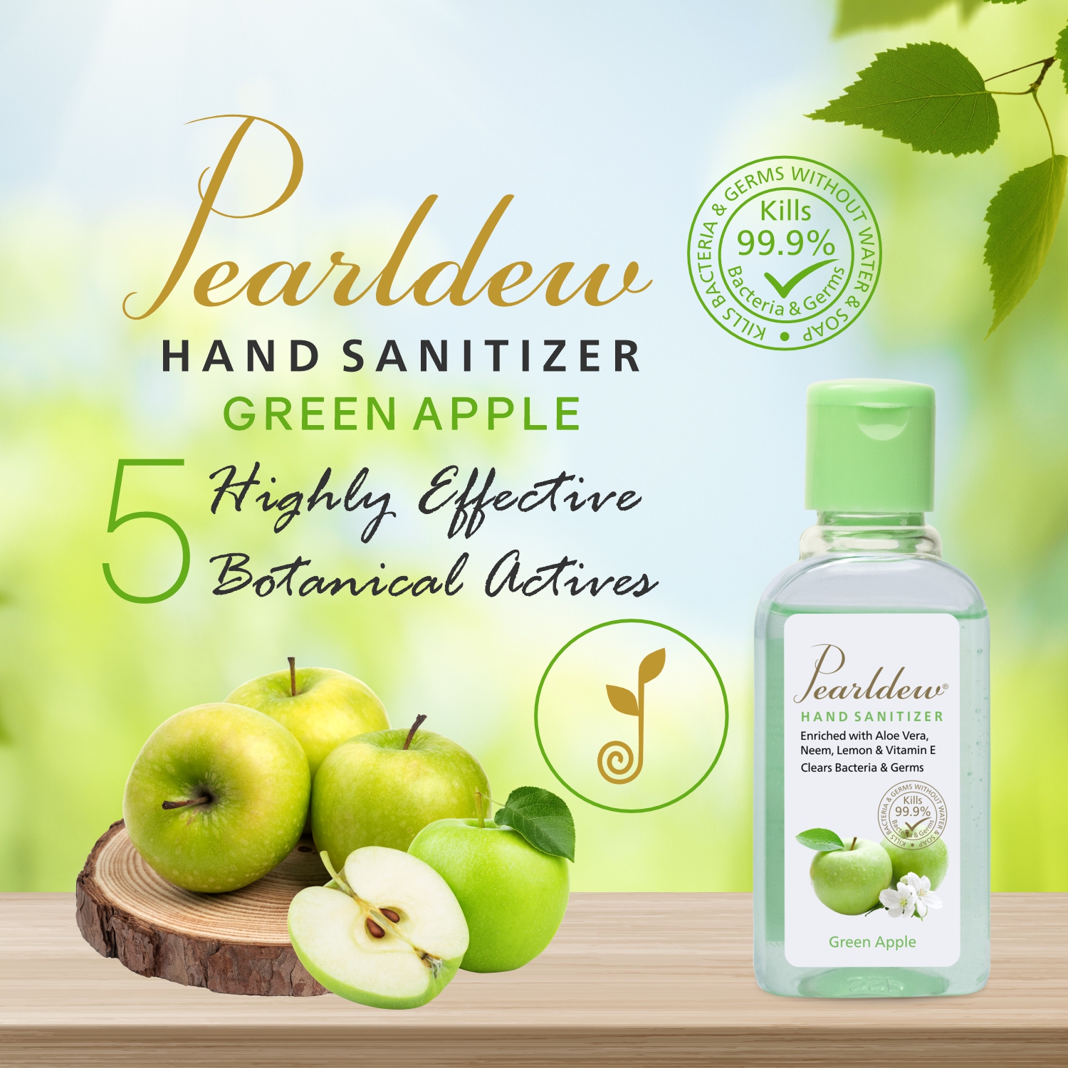 Pearldew Hand Sanitizer (Gel) Green Apple 60 ml - Image 2
