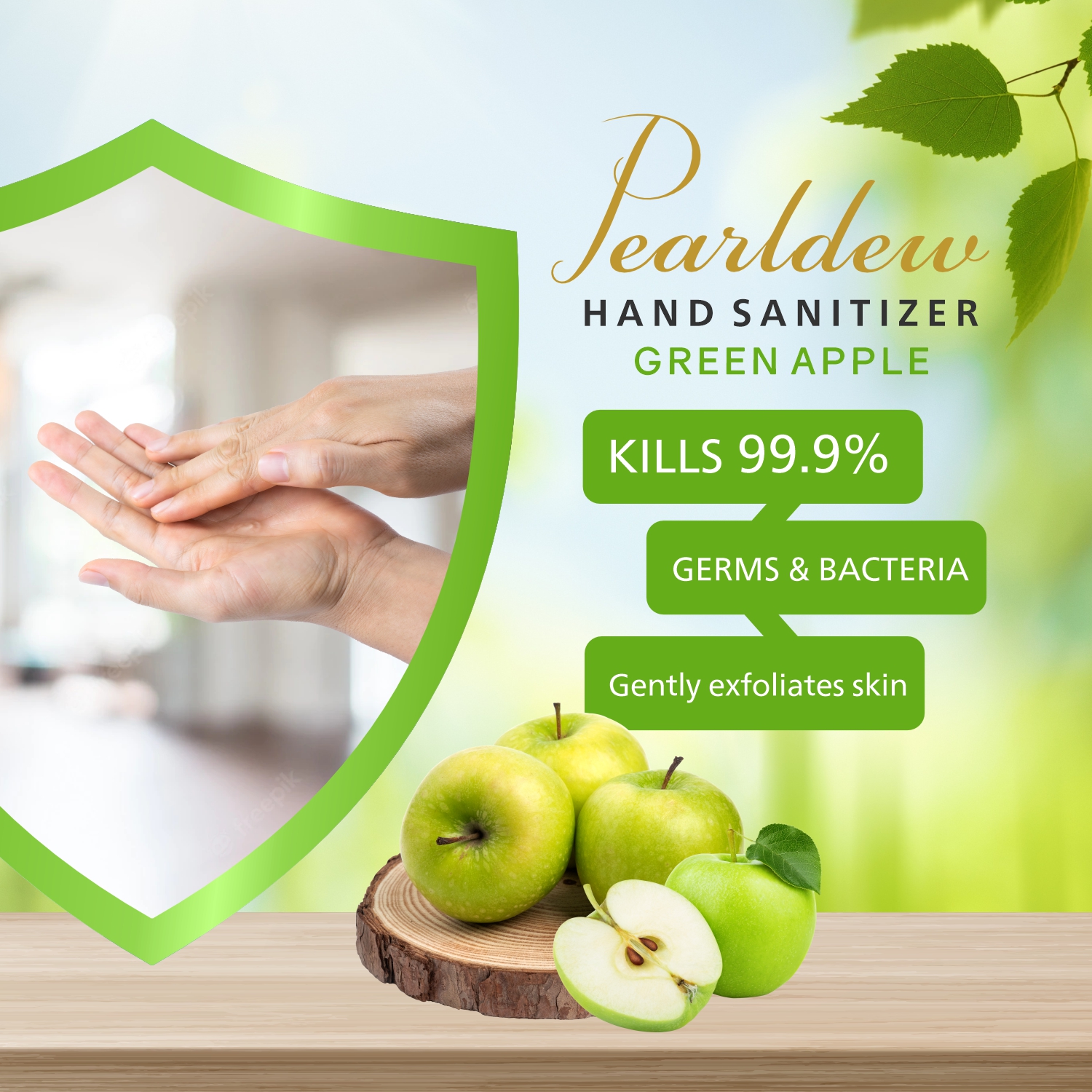 Pearldew Hand Sanitizer (Gel) Green Apple 60 ml - Image 4