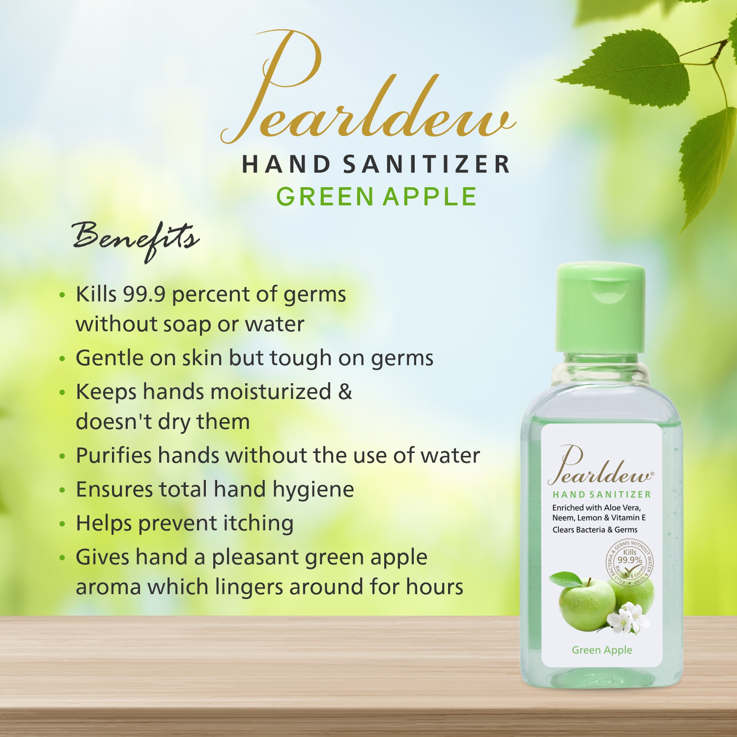 Pearldew Hand Sanitizer (Gel) Green Apple 60 ml - Image 5