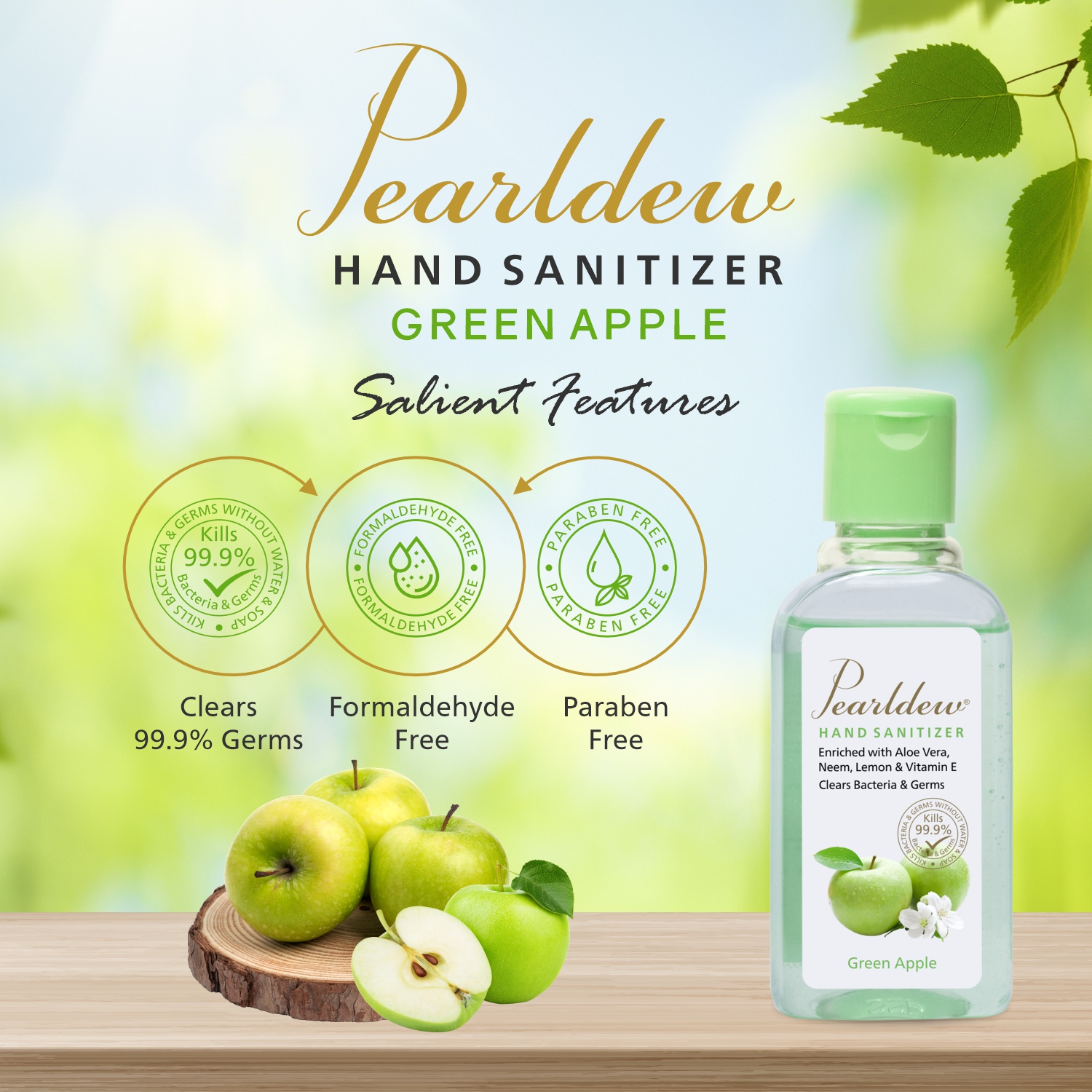 Pearldew Hand Sanitizer (Gel) Green Apple 60 ml - Image 6