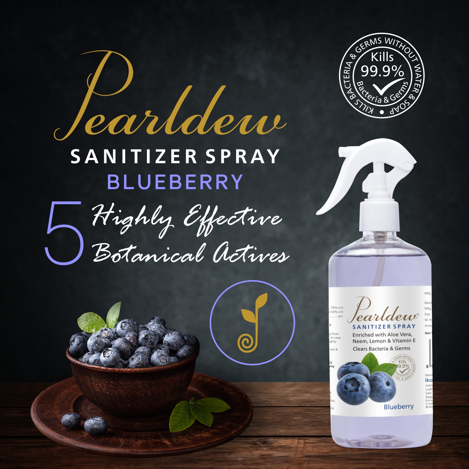 Pearldew Hand Sanitizer (Spray) Blueberry 500 ml - Image 2