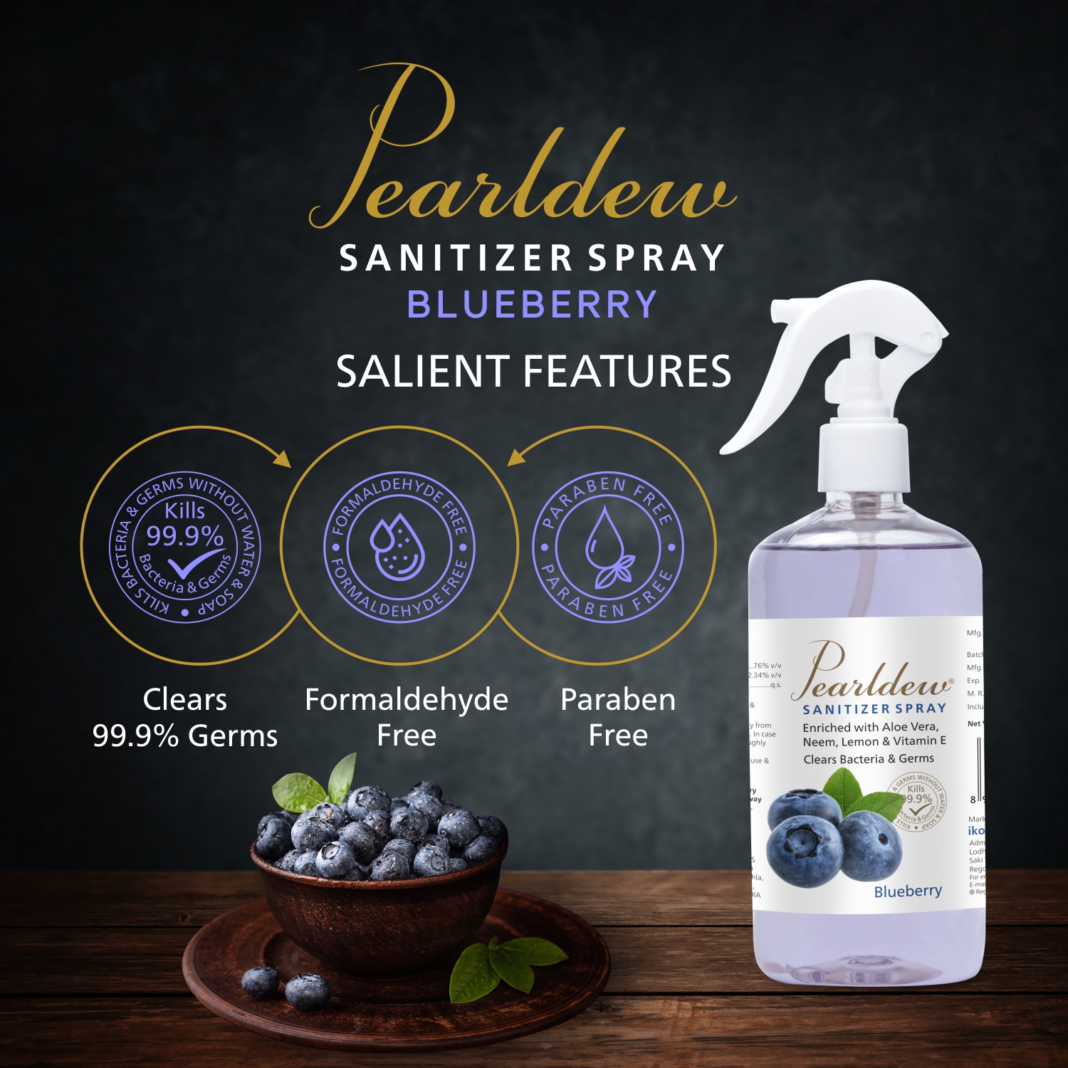Pearldew Hand Sanitizer (Spray) Blueberry 500 ml - Image 6