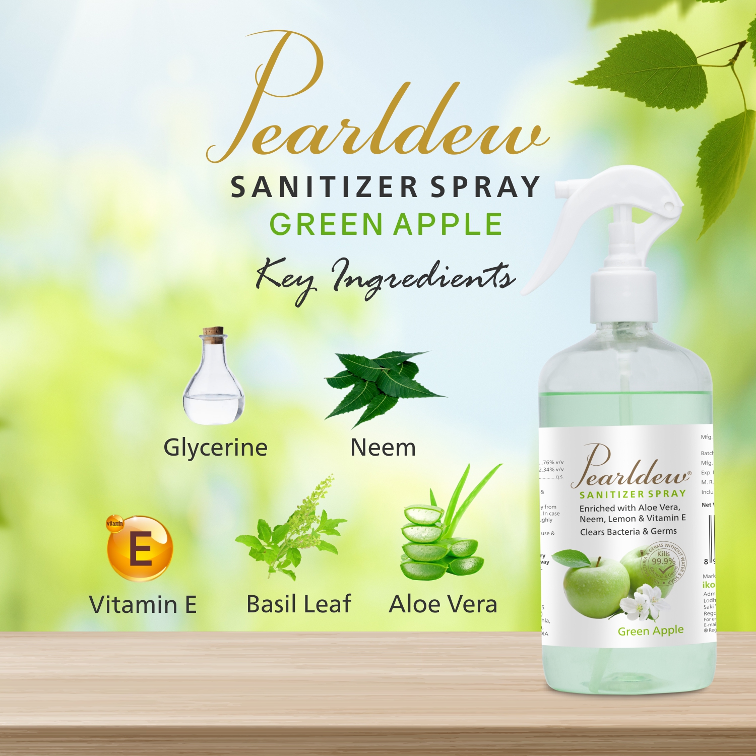 Pearldew Hand Sanitizer (Spray) Green Apple 500 ml - Image 3
