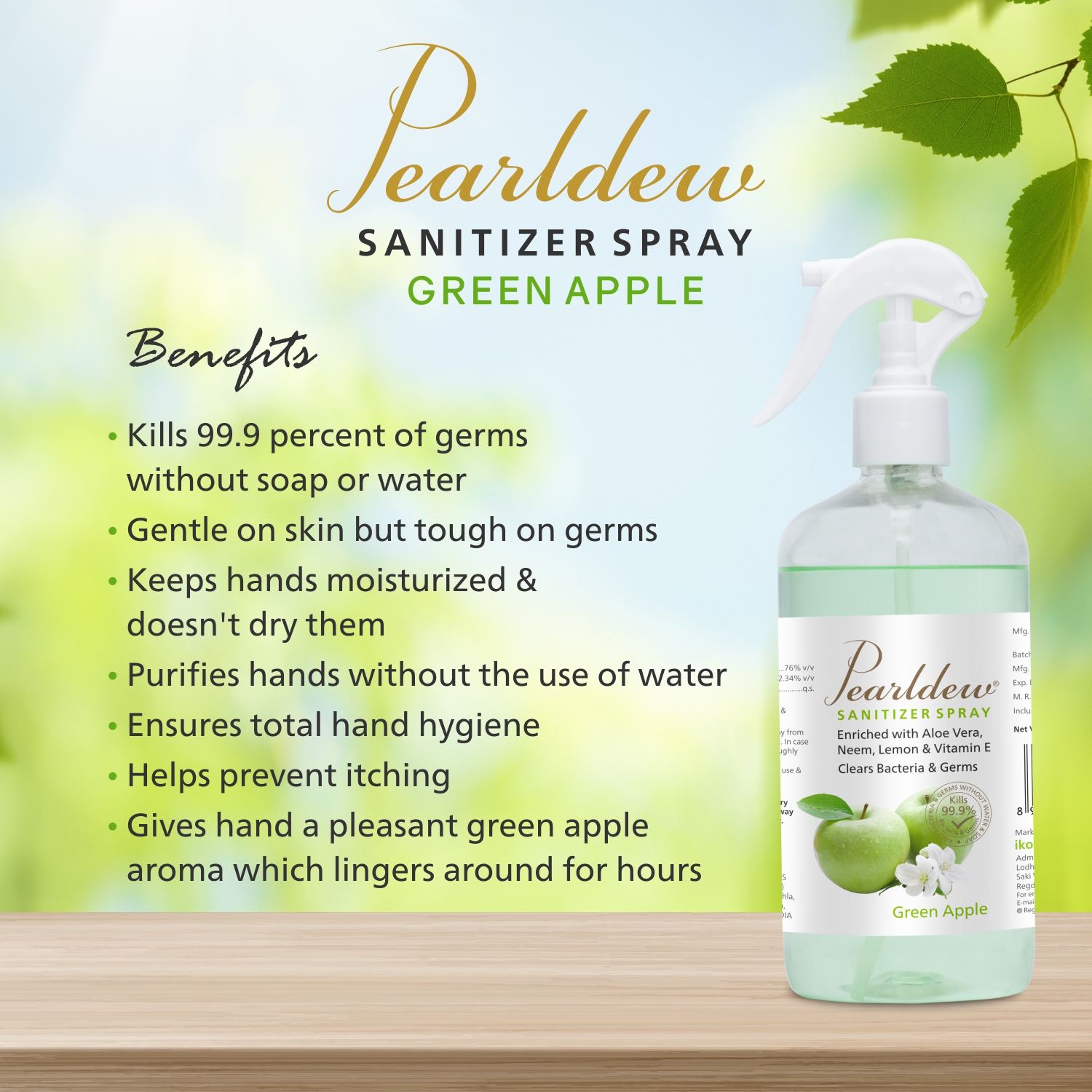 Pearldew Hand Sanitizer (Spray) Green Apple 500 ml - Image 5
