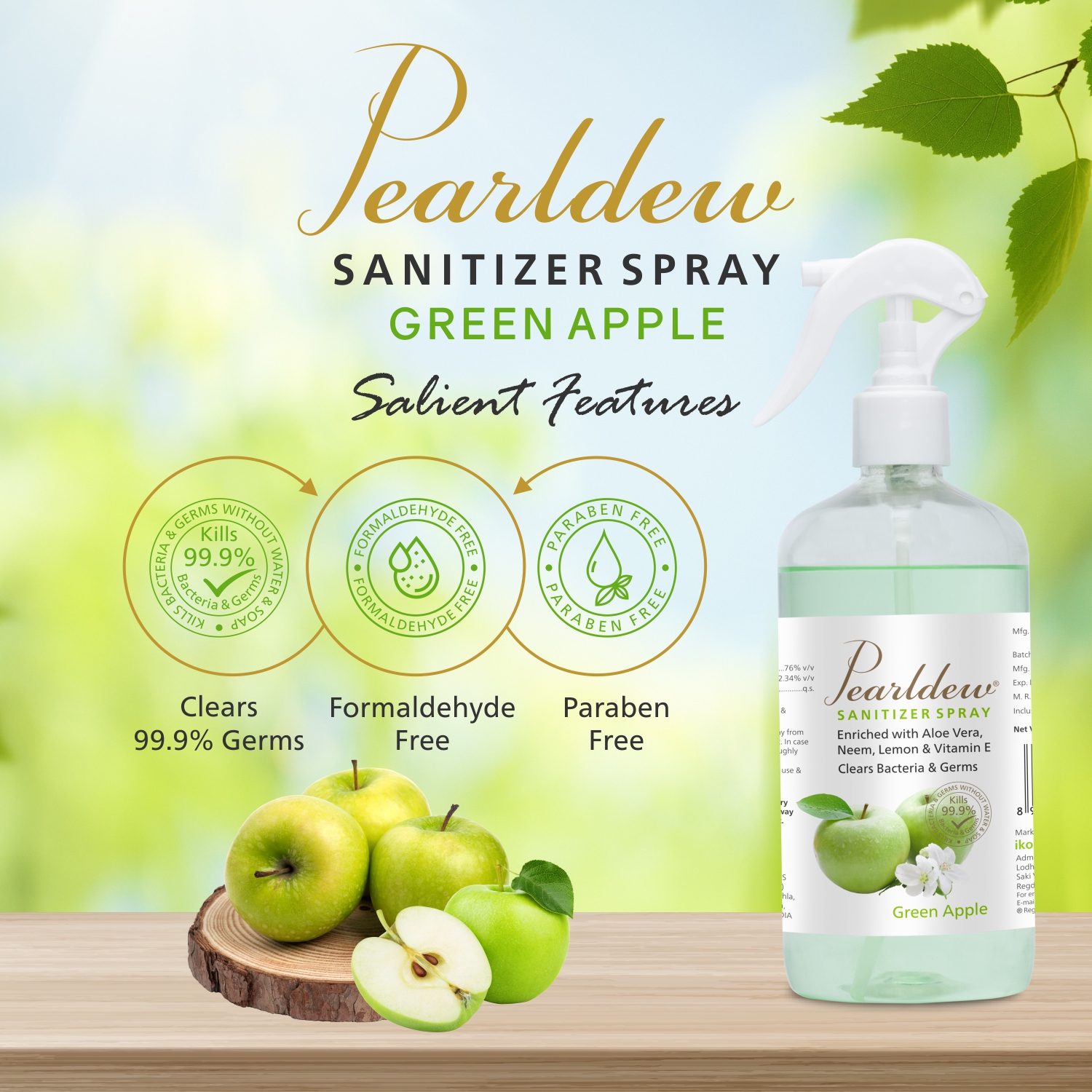 Pearldew Hand Sanitizer (Spray) Green Apple 500 ml - Image 6