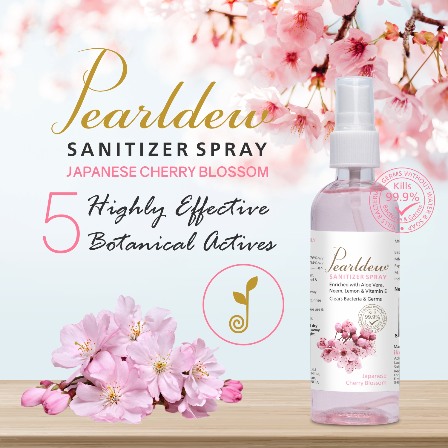Pearldew Hand Sanitizer (Spray) Japanese Cherry Blossom 120 ml - Image 2
