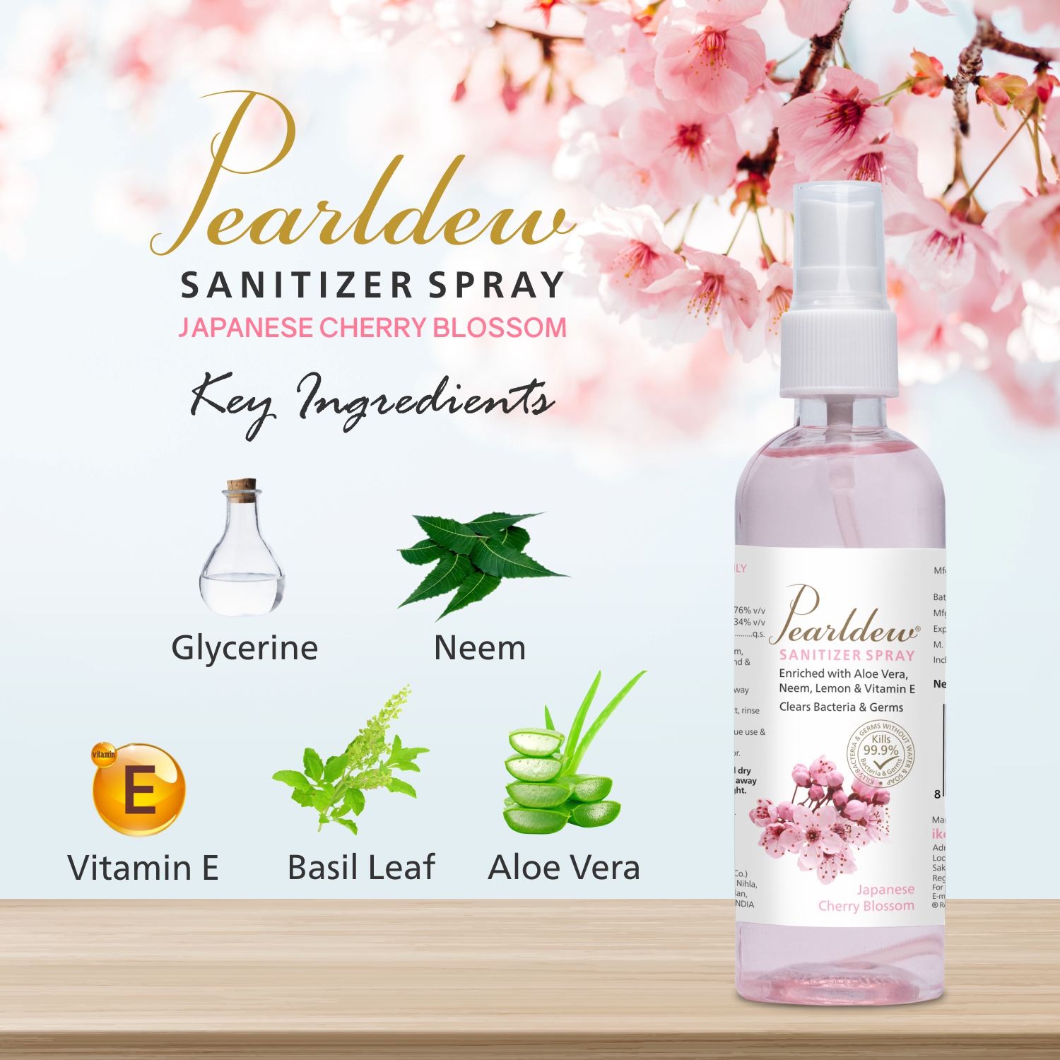 Pearldew Hand Sanitizer (Spray) Japanese Cherry Blossom 120 ml - Image 3
