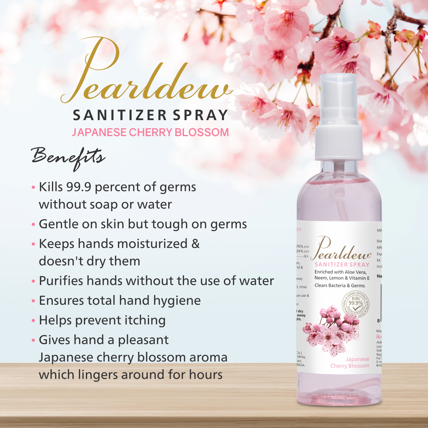 Pearldew Hand Sanitizer (Spray) Japanese Cherry Blossom 120 ml - Image 5