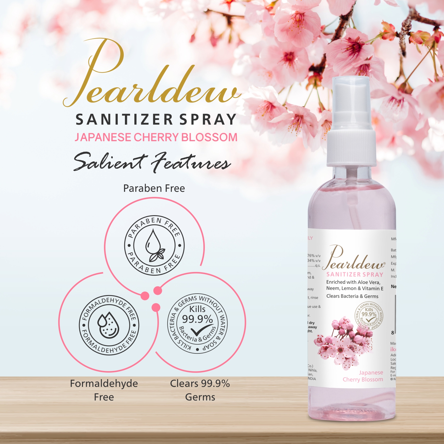 Pearldew Hand Sanitizer (Spray) Japanese Cherry Blossom 120 ml - Image 6