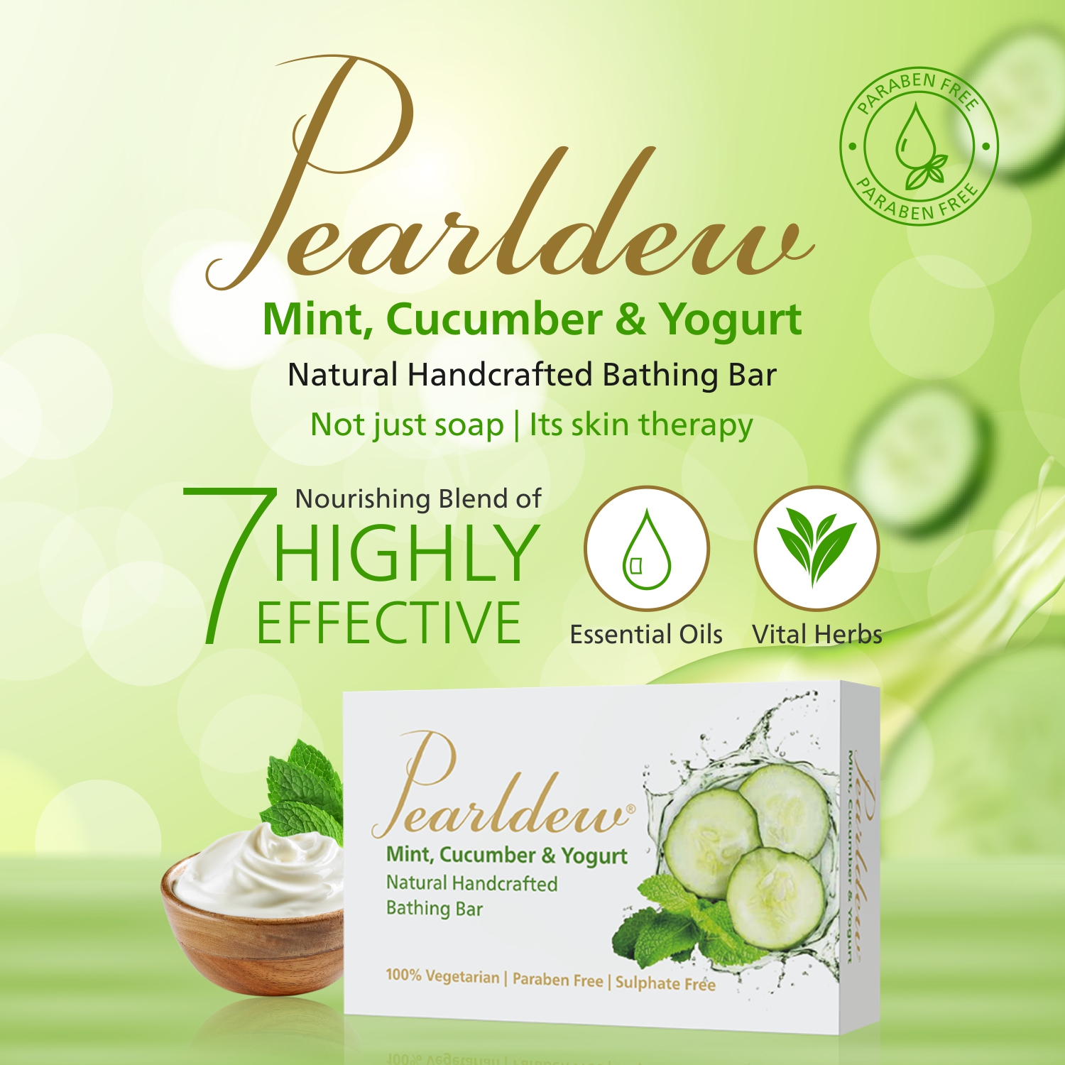 Pearldew Mint, Cucumber & Yogurt Bathing Bar - Image 2