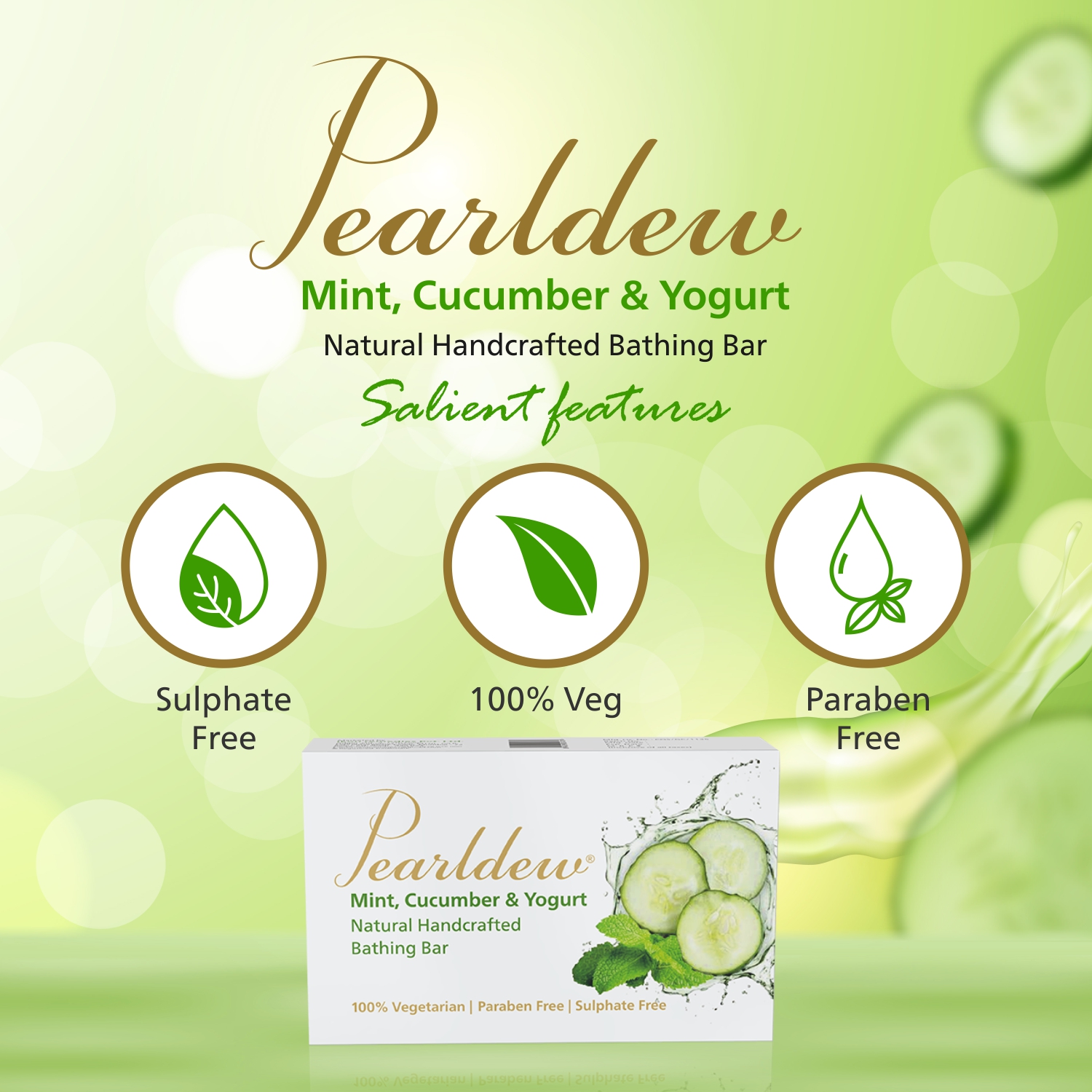 Pearldew Mint, Cucumber & Yogurt Bathing Bar - Image 6