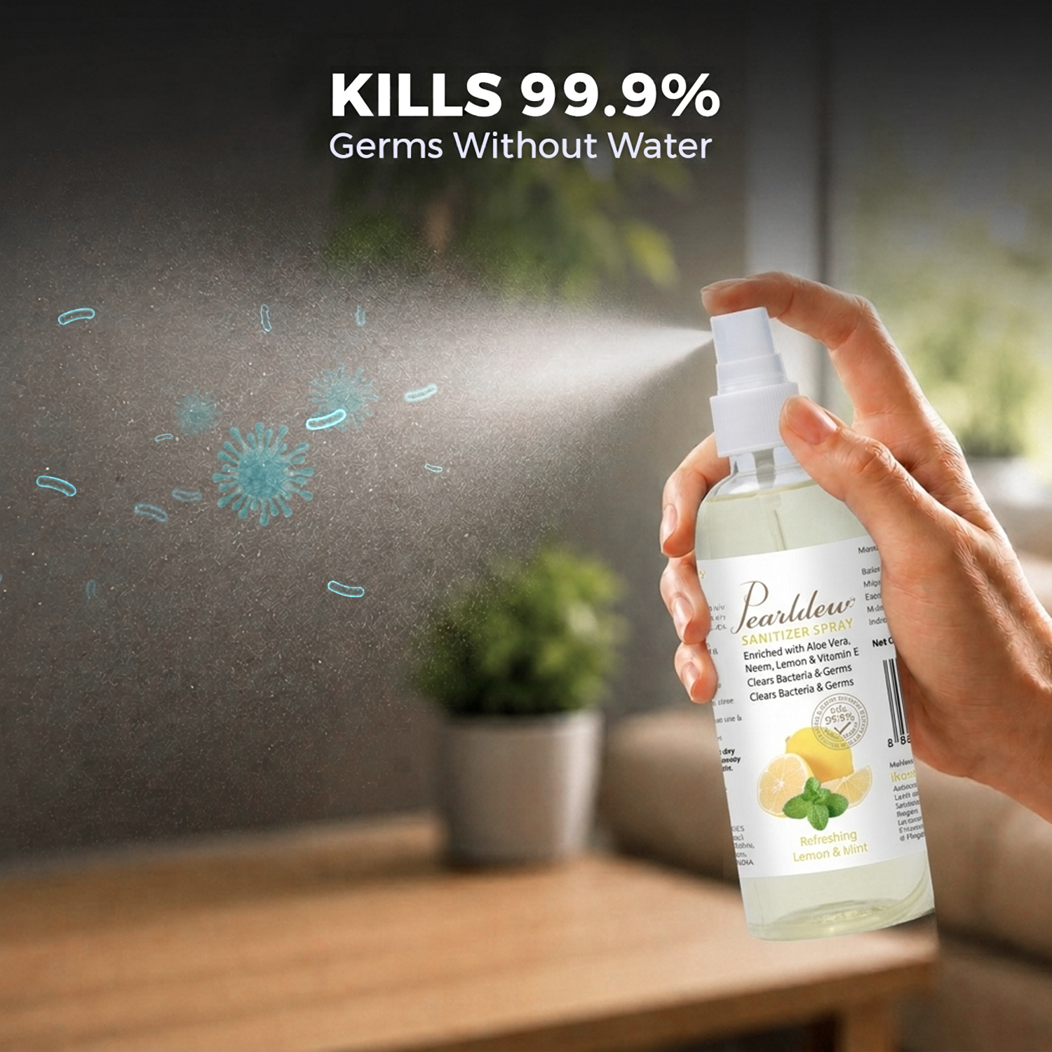 Pearldew Hand Sanitizer (Spray) Refreshing Lemon & Mint 120 ml - Image 3