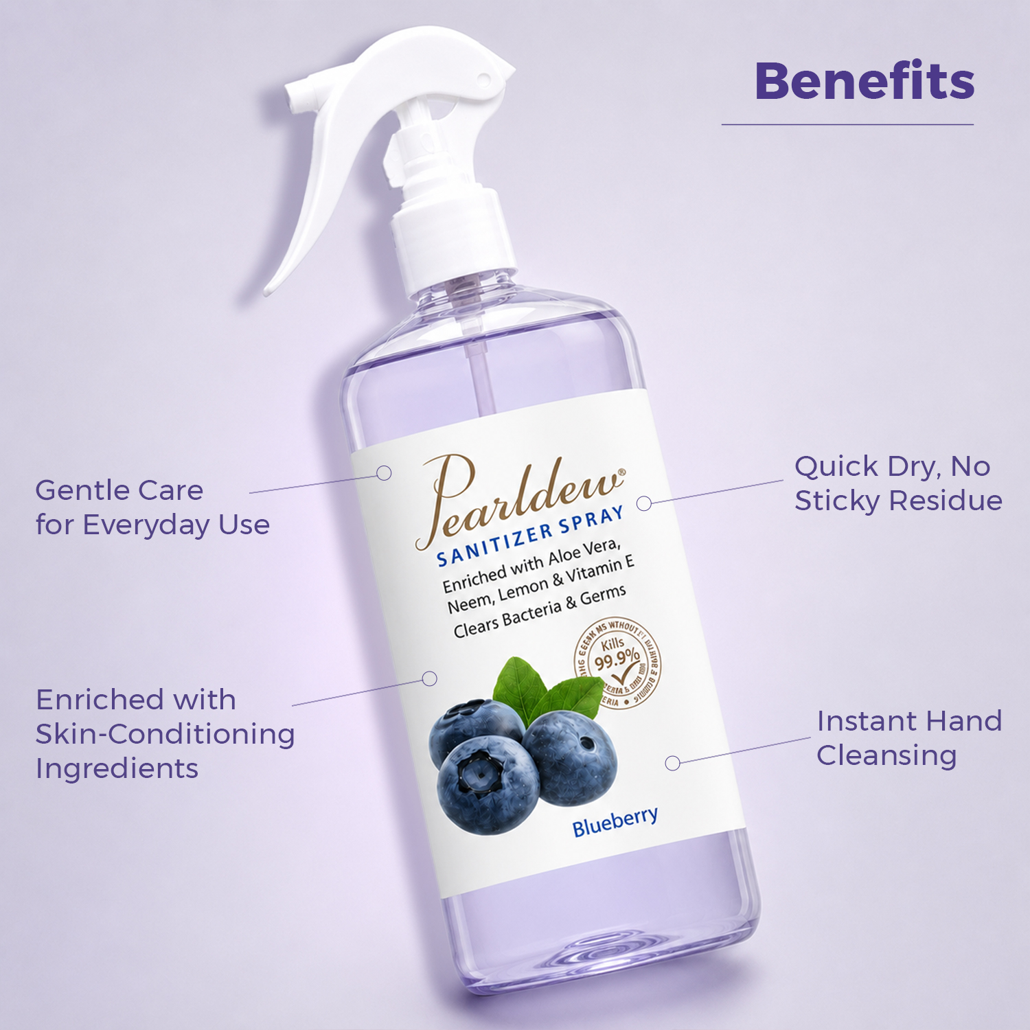 Pearldew Hand Sanitizer (Spray) Blueberry 500 ml - Image 4